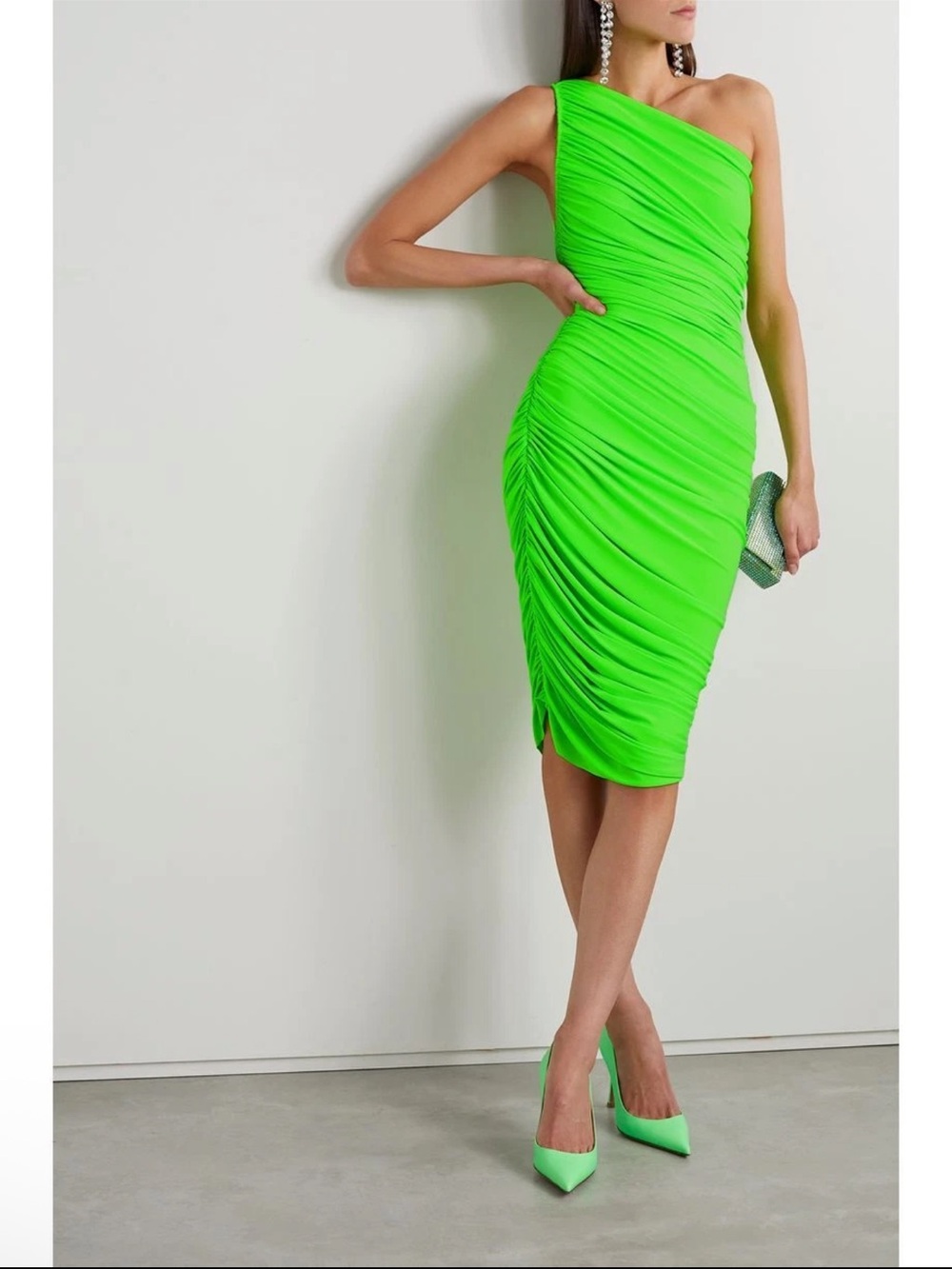 NWT Norma Kamali Diana Dress to The Knee in Neon Green ~ Size XS & L
